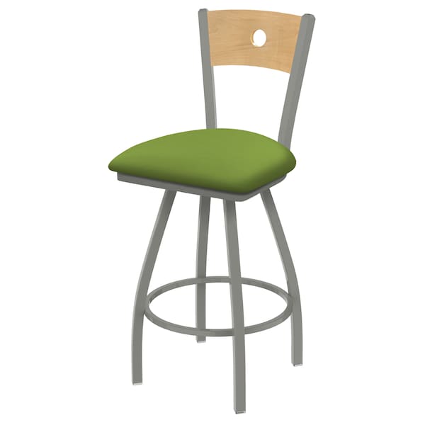30" Swivel Counter Stool, SS Finish, Nat Back, Canter Kiwi Green Seat